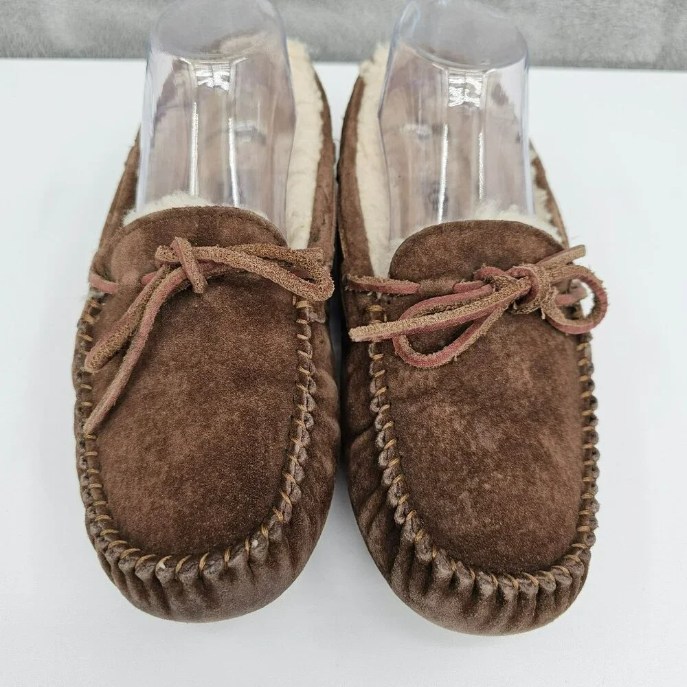 UGG Dakota Moccasin Slippers 7 Espresso Brown Leather Sheepskin Lined Cozy Warm - Picture 5 of 15